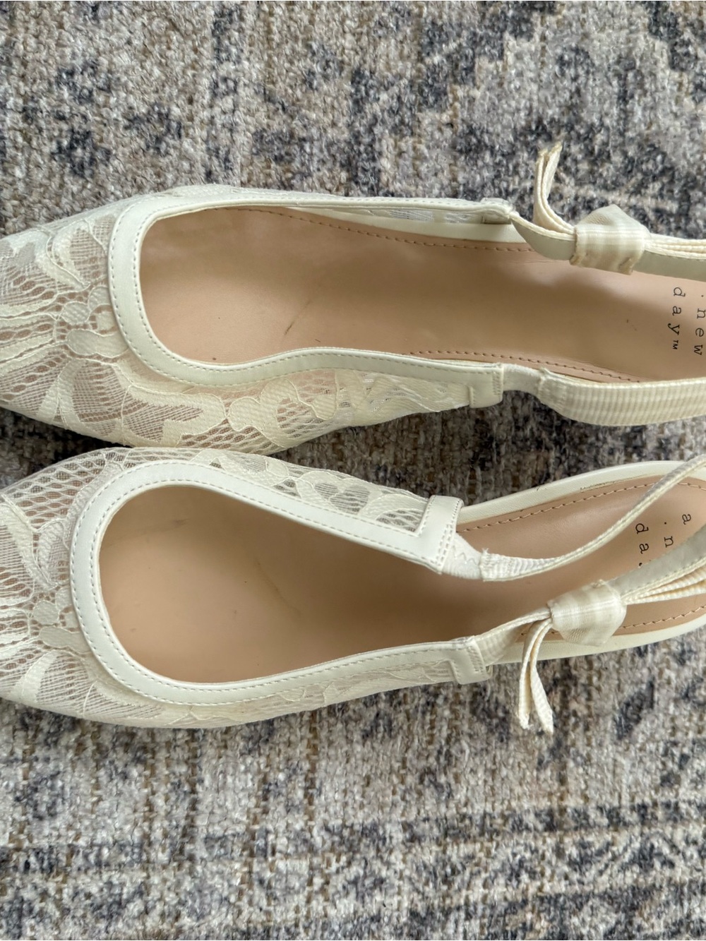 a new day Ivory Lace Pointed-Toe Slingback Flats